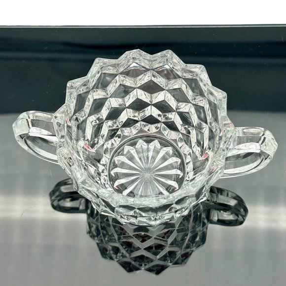 Colony Whitehall Clear‎ Cubist Elegant Glass Open Sugar Bowl Double Handle VTG - Picture 5 of 9
